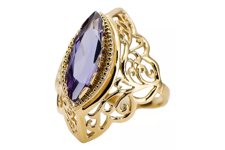 Oro amarillo de 14 quilates Alejandrita Anillo Estilo vintage vrc017y